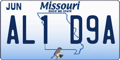 MO license plate AL1D9A