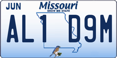 MO license plate AL1D9M
