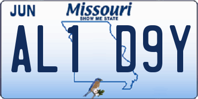 MO license plate AL1D9Y