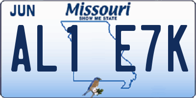 MO license plate AL1E7K