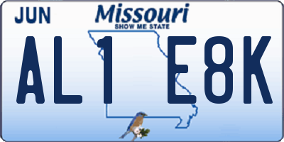 MO license plate AL1E8K