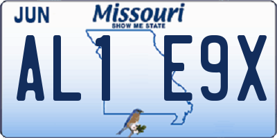 MO license plate AL1E9X