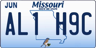 MO license plate AL1H9C