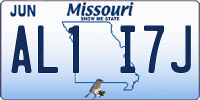 MO license plate AL1I7J