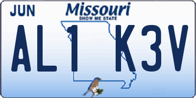 MO license plate AL1K3V