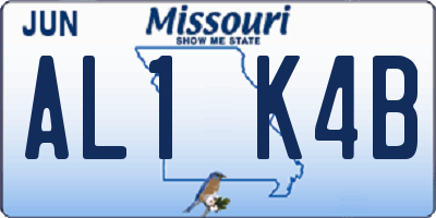 MO license plate AL1K4B