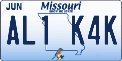 MO license plate AL1K4K