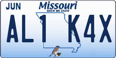 MO license plate AL1K4X
