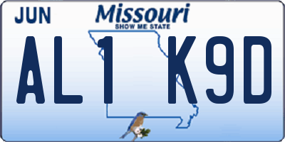 MO license plate AL1K9D