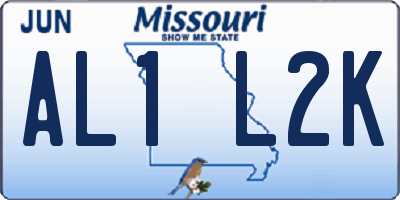 MO license plate AL1L2K