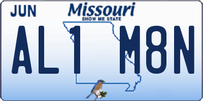 MO license plate AL1M8N