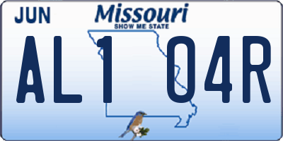 MO license plate AL1O4R