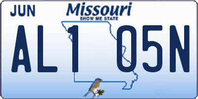 MO license plate AL1O5N