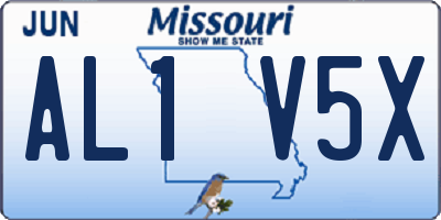 MO license plate AL1V5X