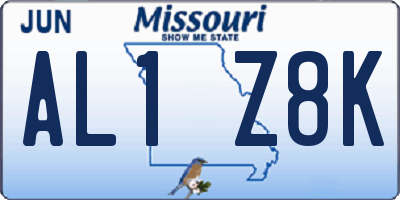 MO license plate AL1Z8K