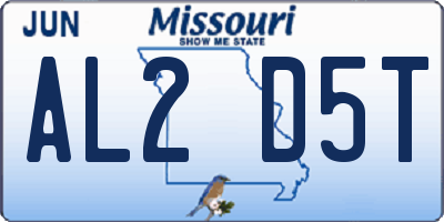 MO license plate AL2D5T