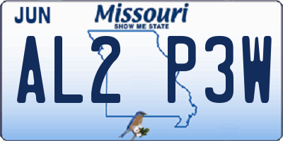 MO license plate AL2P3W