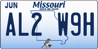 MO license plate AL2W9H