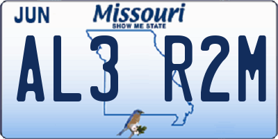 MO license plate AL3R2M