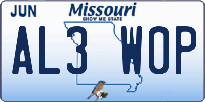 MO license plate AL3W0P