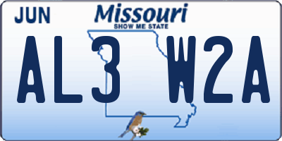 MO license plate AL3W2A