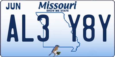 MO license plate AL3Y8Y