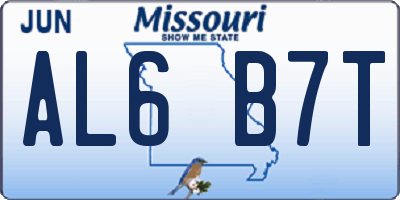 MO license plate AL6B7T