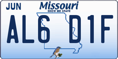 MO license plate AL6D1F