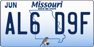 MO license plate AL6D9F