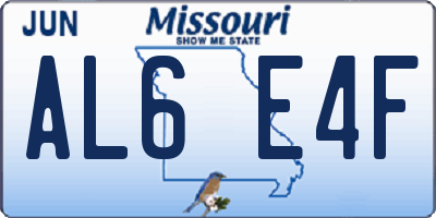 MO license plate AL6E4F