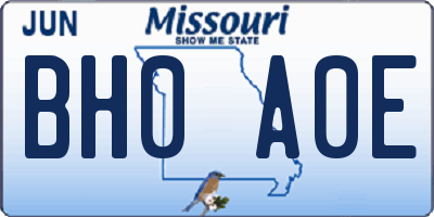 MO license plate BH0A0E