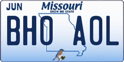 MO license plate BH0A0L