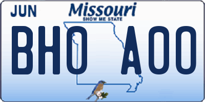 MO license plate BH0A0O