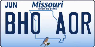 MO license plate BH0A0R