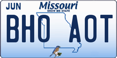 MO license plate BH0A0T