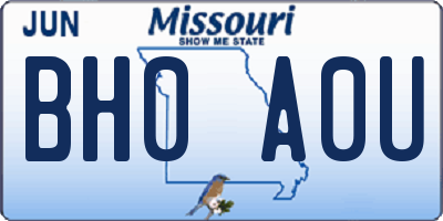 MO license plate BH0A0U