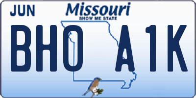 MO license plate BH0A1K