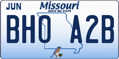 MO license plate BH0A2B