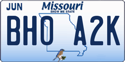 MO license plate BH0A2K