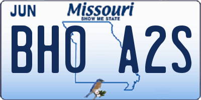 MO license plate BH0A2S