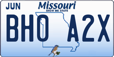 MO license plate BH0A2X