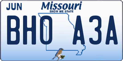MO license plate BH0A3A