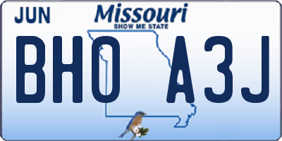 MO license plate BH0A3J