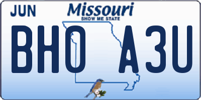 MO license plate BH0A3U