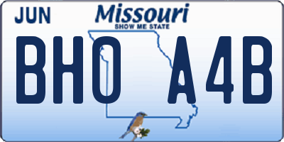 MO license plate BH0A4B
