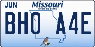 MO license plate BH0A4E