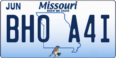 MO license plate BH0A4I