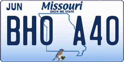 MO license plate BH0A4O