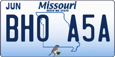 MO license plate BH0A5A