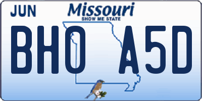 MO license plate BH0A5D